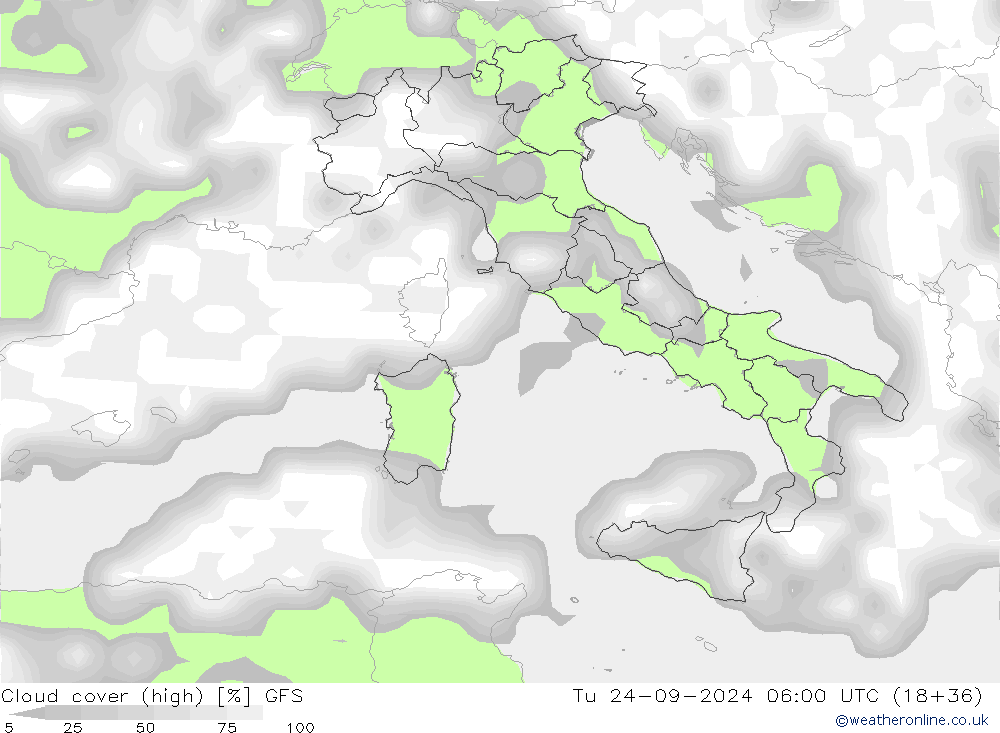 Bewolking (Hoog) GFS di 24.09.2024 06 UTC