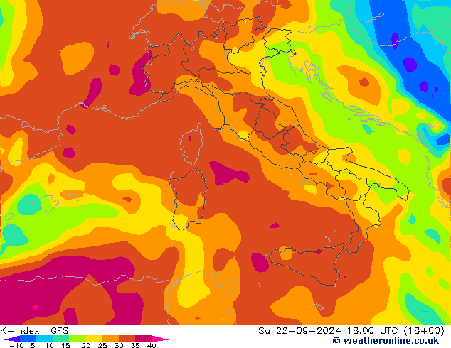 K-Index GFS Su 22.09.2024 18 UTC