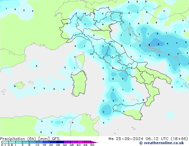 Z500/Rain (+SLP)/Z850 GFS mié 25.09.2024 12 UTC