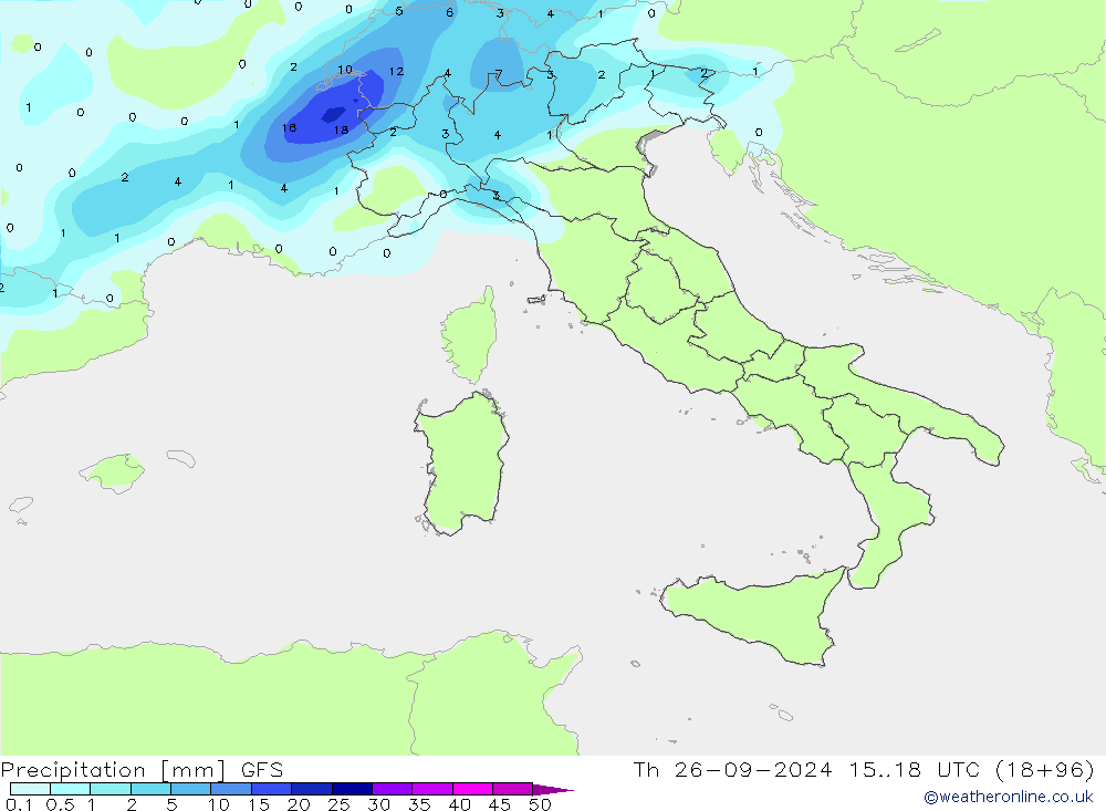 Precipitation GFS Th 26.09.2024 18 UTC