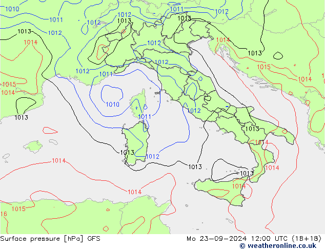 Surface pressure GFS Mo 23.09.2024 12 UTC