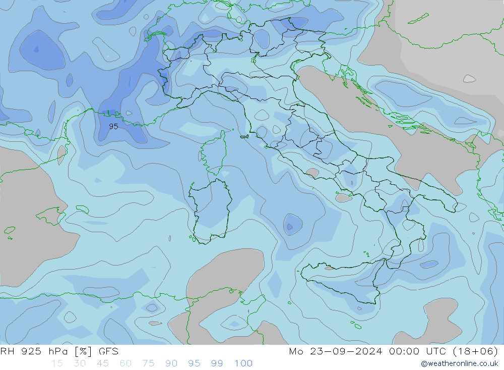 RH 925 hPa GFS Settembre 2024