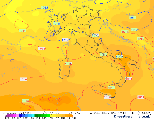 Thck 850-1000 hPa GFS Tu 24.09.2024 12 UTC