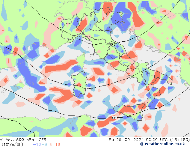 V-Adv. 500 hPa GFS Su 29.09.2024 00 UTC