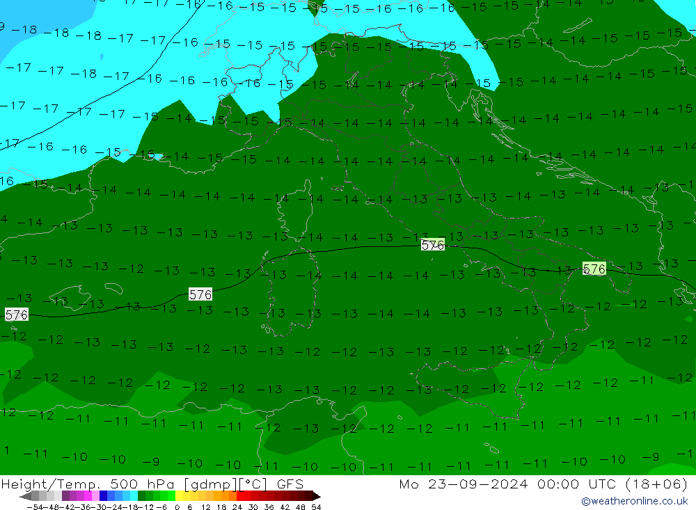 Z500/Rain (+SLP)/Z850 GFS  23.09.2024 00 UTC