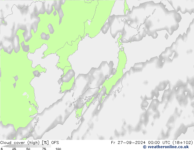 Bulutlar (yüksek) GFS Cu 27.09.2024 00 UTC