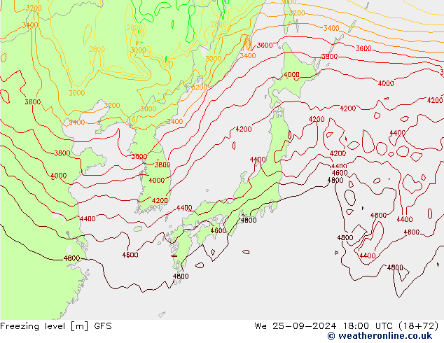 Donma Seviyesi GFS Çar 25.09.2024 18 UTC