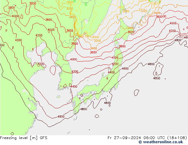 Freezing level GFS vie 27.09.2024 06 UTC