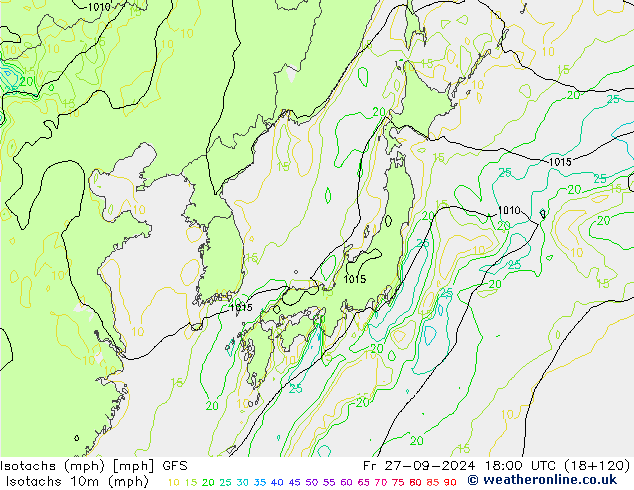 Izotacha (mph) GFS pt. 27.09.2024 18 UTC