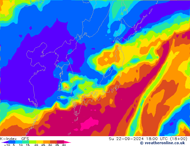 K-Index GFS zo 22.09.2024 18 UTC