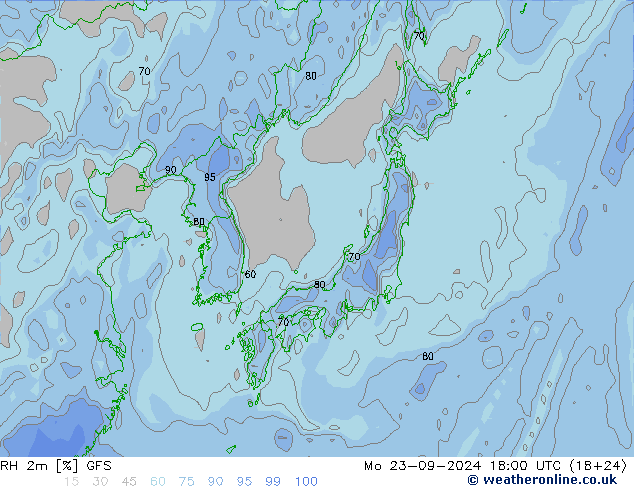 RH 2m GFS  23.09.2024 18 UTC