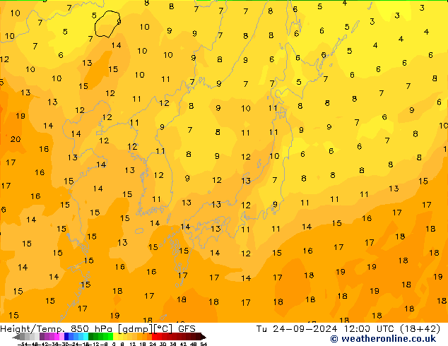 Z500/Rain (+SLP)/Z850 GFS Tu 24.09.2024 12 UTC