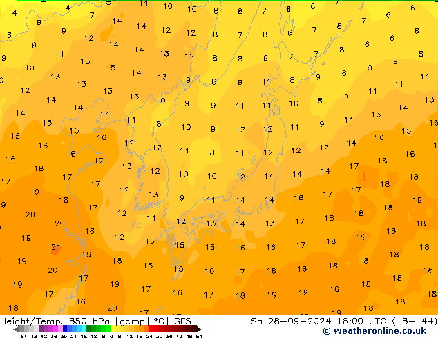 Z500/Rain (+SLP)/Z850 GFS sab 28.09.2024 18 UTC