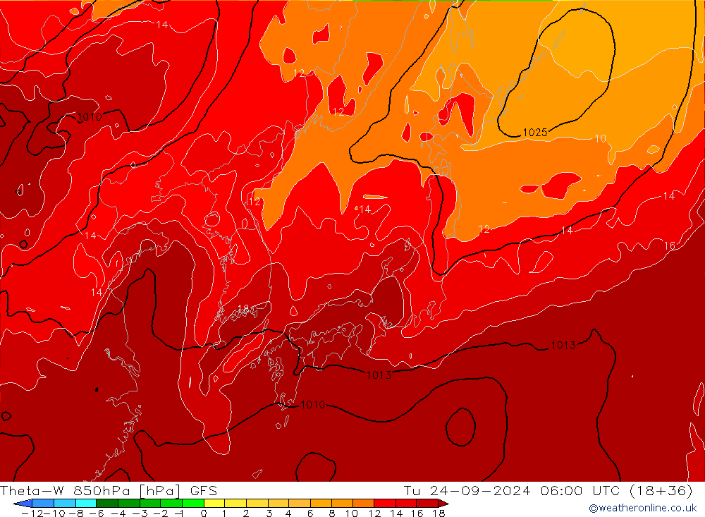 Theta-W 850hPa GFS mar 24.09.2024 06 UTC