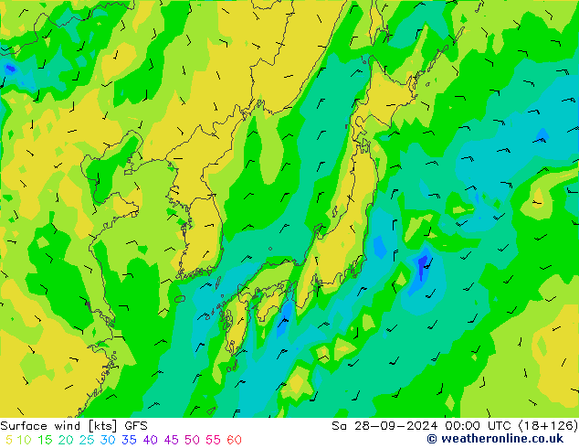 Wind 10 m GFS za 28.09.2024 00 UTC