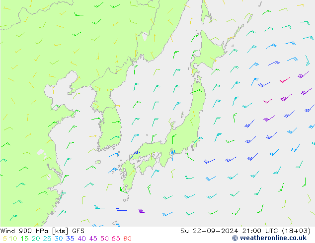 Wind 900 hPa GFS zo 22.09.2024 21 UTC