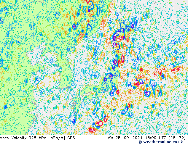 Vert. Velocity 925 hPa GFS mer 25.09.2024 18 UTC