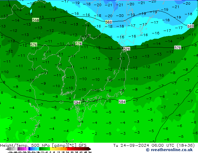 Z500/Rain (+SLP)/Z850 GFS Di 24.09.2024 06 UTC