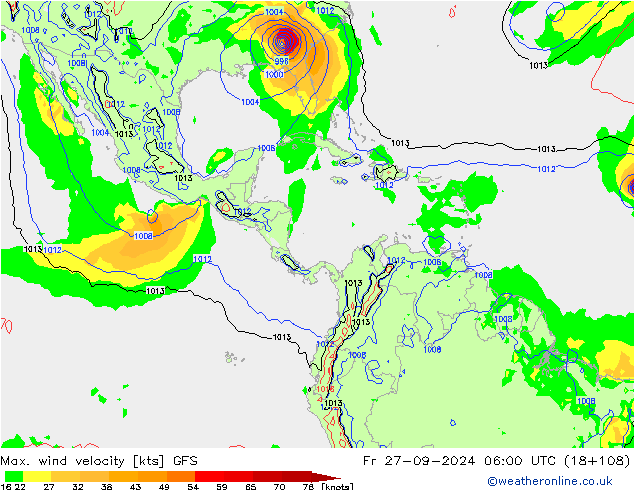 Max. wind velocity GFS Sex 27.09.2024 06 UTC