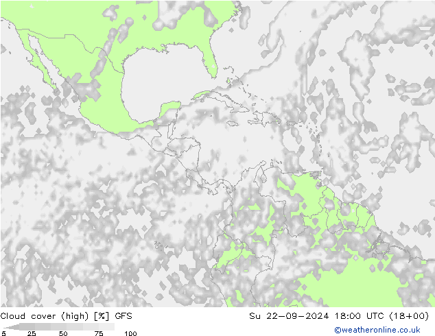 Nuages (élevé) GFS dim 22.09.2024 18 UTC