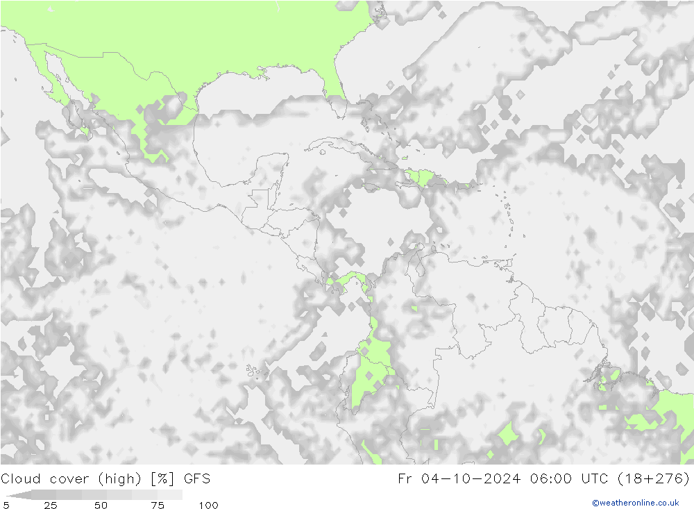 Bewolking (Hoog) GFS vr 04.10.2024 06 UTC