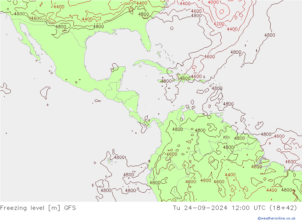 Freezing level GFS Tu 24.09.2024 12 UTC