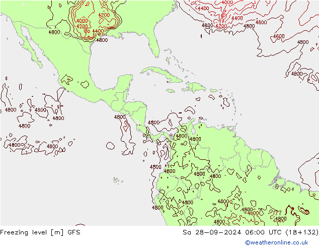 Zero termico GFS sab 28.09.2024 06 UTC