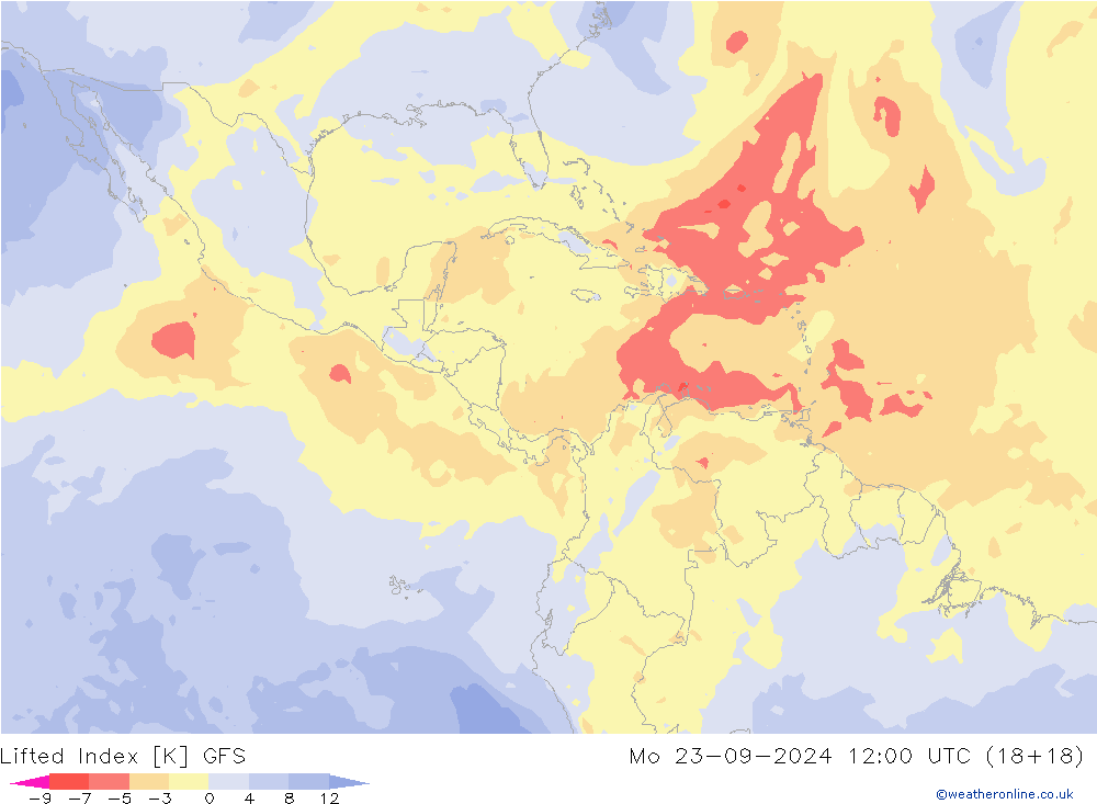 Indice de soulèvement GFS lun 23.09.2024 12 UTC