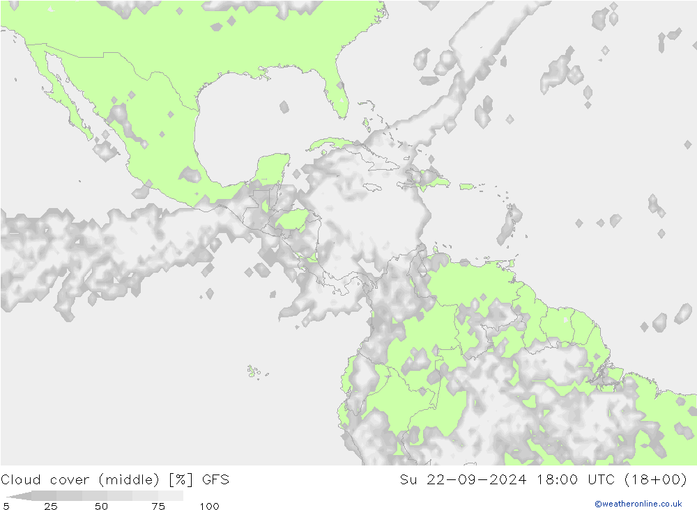 zachmurzenie (środk.) GFS nie. 22.09.2024 18 UTC