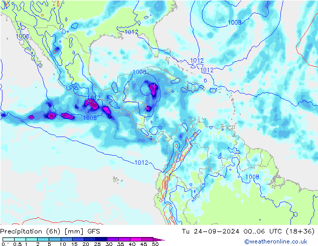 Z500/Regen(+SLP)/Z850 GFS di 24.09.2024 06 UTC