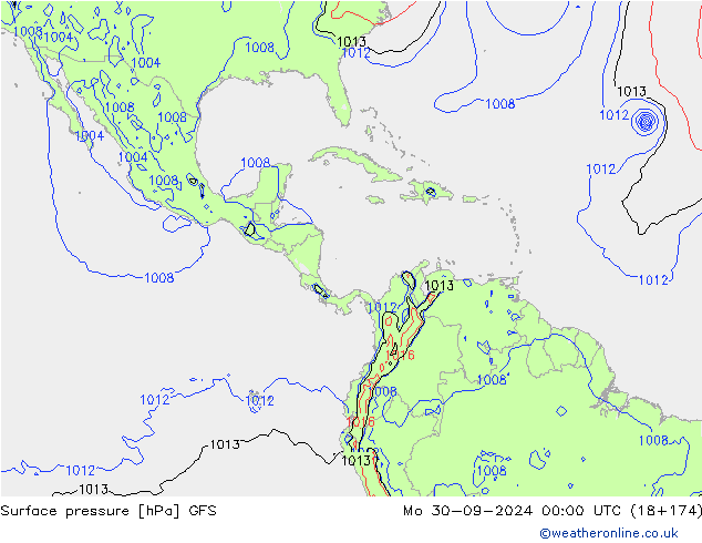 Surface pressure GFS Mo 30.09.2024 00 UTC