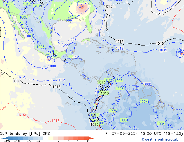 Tendenza di Pressione GFS ven 27.09.2024 18 UTC