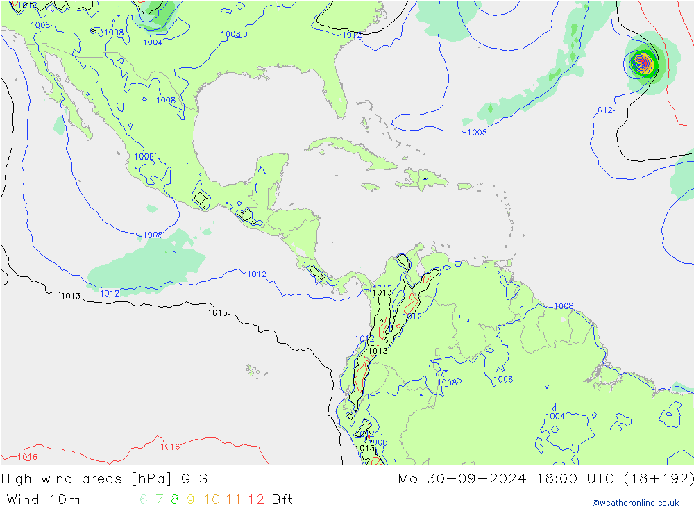 High wind areas GFS Seg 30.09.2024 18 UTC