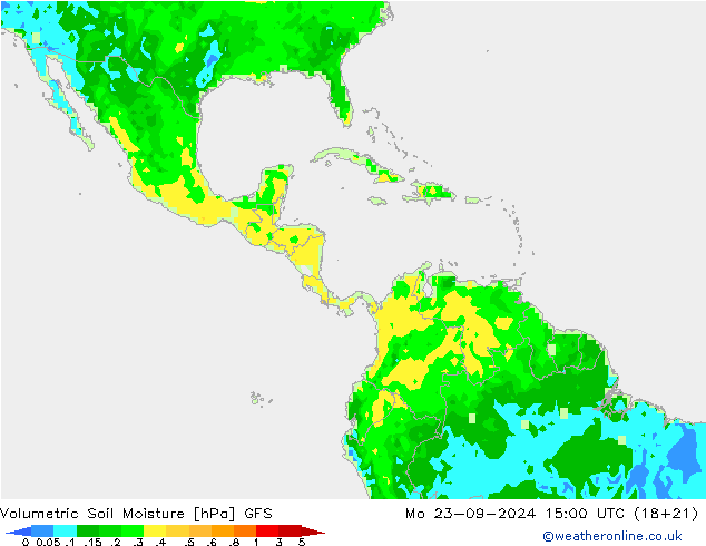 Volumetric Soil Moisture GFS пн 23.09.2024 15 UTC