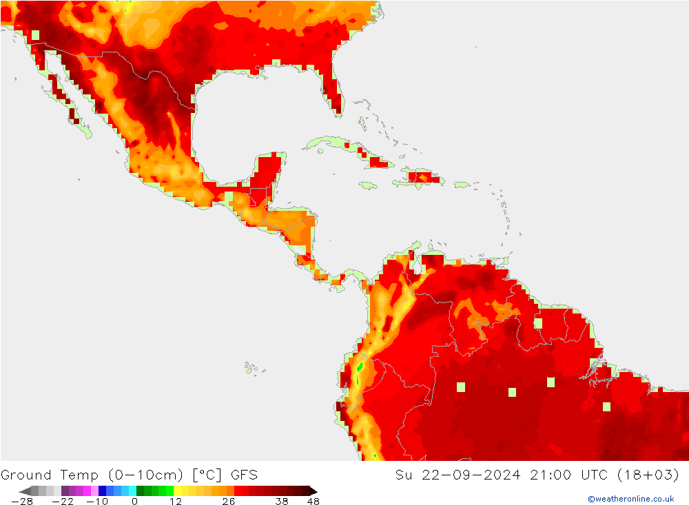 Topraküstü en düşük Sıc. GFS Paz 22.09.2024 21 UTC