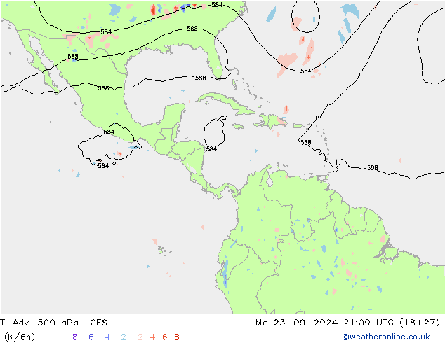 T-Adv. 500 hPa GFS lun 23.09.2024 21 UTC