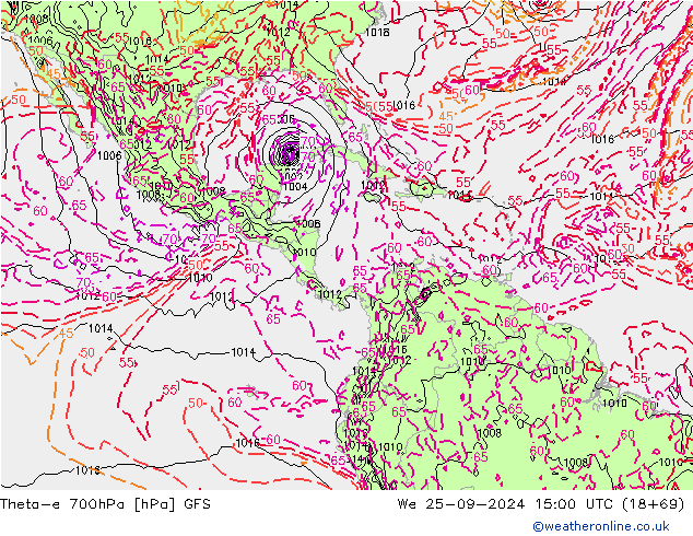 Theta-e 700hPa GFS We 25.09.2024 15 UTC