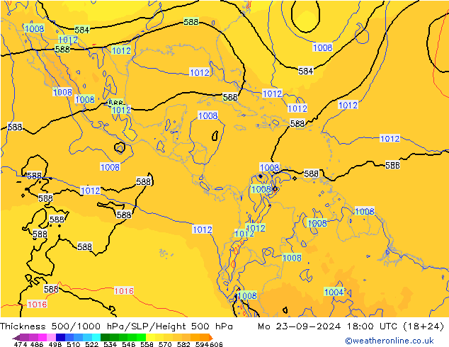 Schichtdicke 500-1000 hPa GFS September 2024