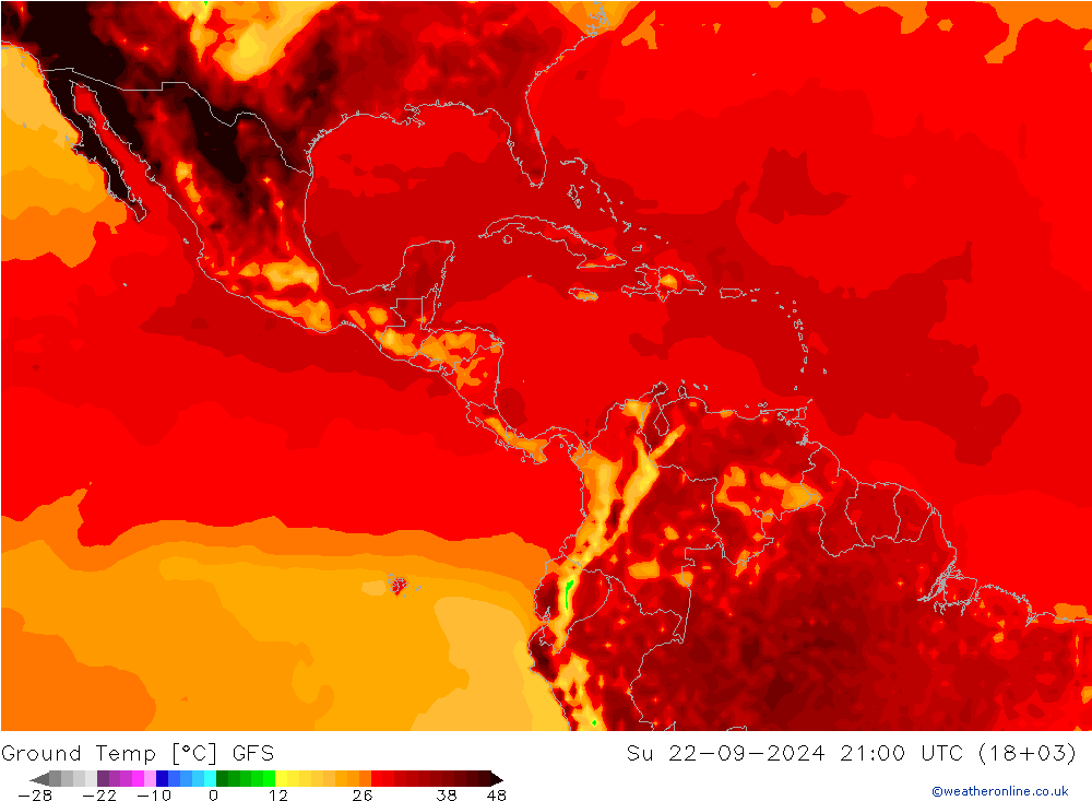 Bodemtemperatuur GFS zo 22.09.2024 21 UTC