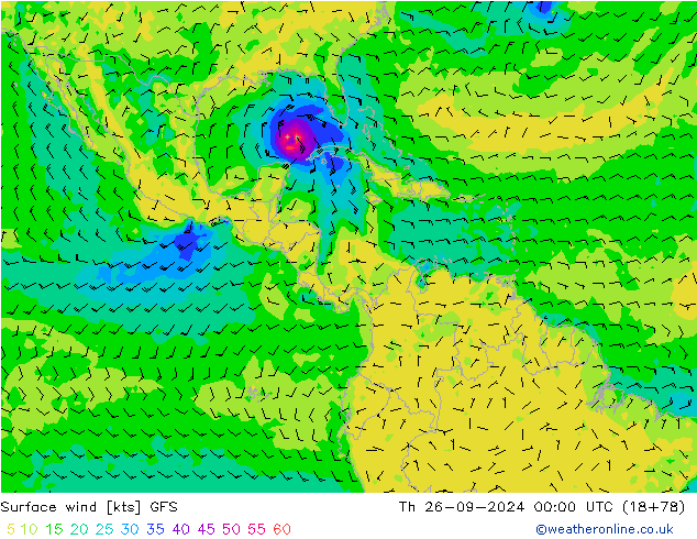 Surface wind GFS Th 26.09.2024 00 UTC