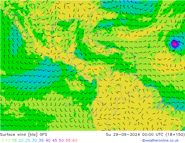 Vent 10 m GFS dim 29.09.2024 00 UTC