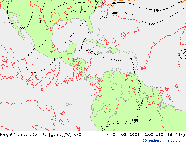 Z500/Rain (+SLP)/Z850 GFS  27.09.2024 12 UTC