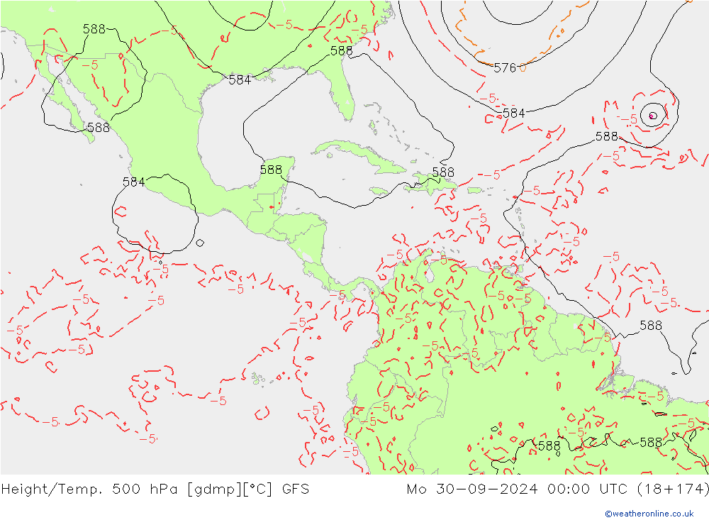 Yükseklik/Sıc. 500 hPa GFS Pzt 30.09.2024 00 UTC