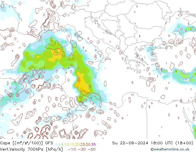 Cape GFS Dom 22.09.2024 18 UTC