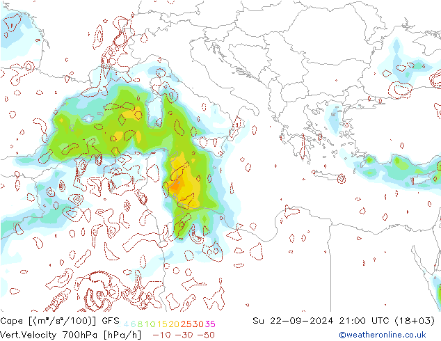 Cape GFS Paz 22.09.2024 21 UTC