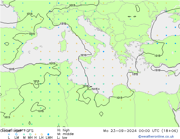 Cloud layer GFS lun 23.09.2024 00 UTC