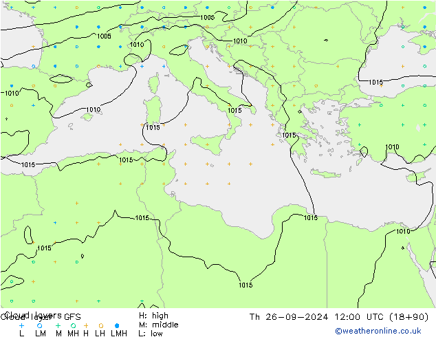 Cloud layer GFS Qui 26.09.2024 12 UTC