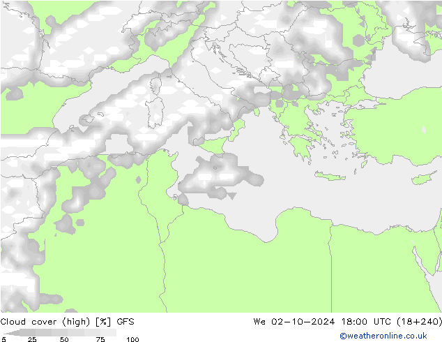 Nubes altas GFS mié 02.10.2024 18 UTC