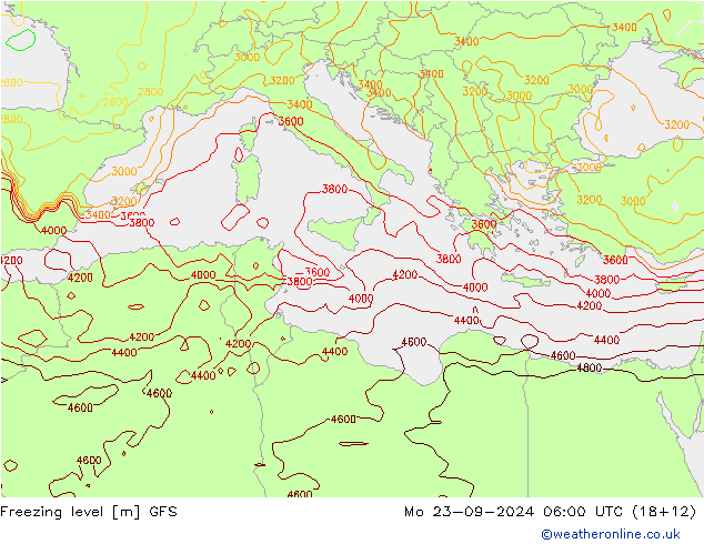 Freezing level GFS Mo 23.09.2024 06 UTC