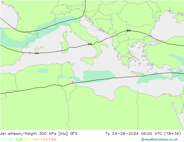 Courant-jet GFS mar 24.09.2024 06 UTC